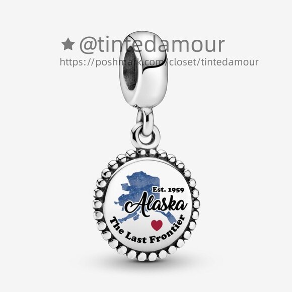 Pandora Alaska Map Dangle Charm - Picture 1 of 2